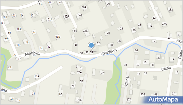 Rzezawa, Akacjowa, 34, mapa Rzezawa