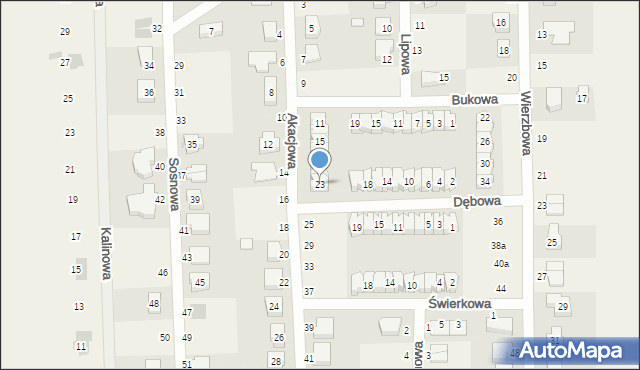 Siekierki Wielkie, Akacjowa, 23, mapa Siekierki Wielkie