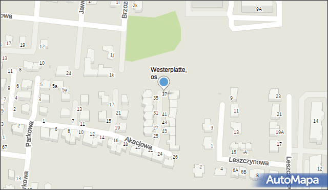 Słupsk, Akacjowa, 37, mapa Słupska