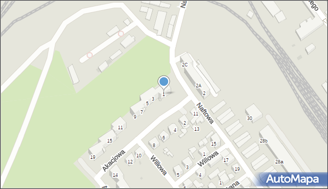 Sosnowiec, Akacjowa, 1, mapa Sosnowca