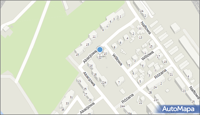 Sosnowiec, Akacjowa, 12, mapa Sosnowca