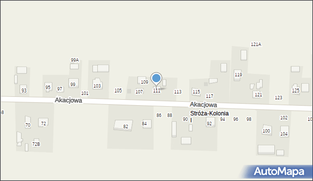 Stróża-Kolonia, Akacjowa, 111, mapa Stróża-Kolonia