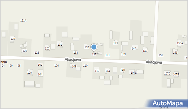 Stróża-Kolonia, Akacjowa, 137, mapa Stróża-Kolonia