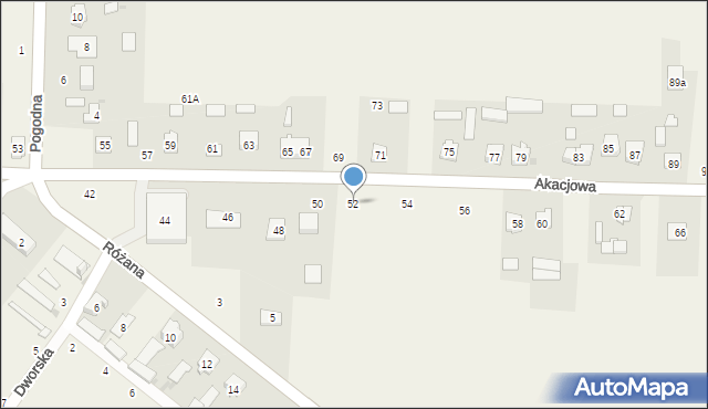 Stróża-Kolonia, Akacjowa, 52, mapa Stróża-Kolonia