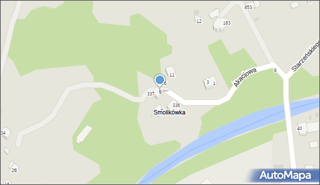 Sucha Beskidzka, Akacjowa, 9, mapa Sucha Beskidzka