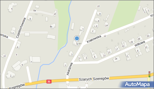 Świdnica, Akacjowa, 5, mapa Świdnicy