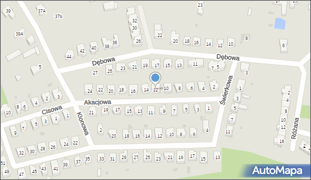 Świebodzice, Akacjowa, 12, mapa Świebodzice