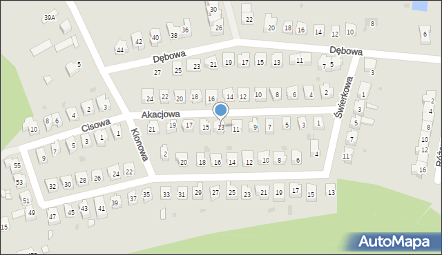 Świebodzice, Akacjowa, 13, mapa Świebodzice