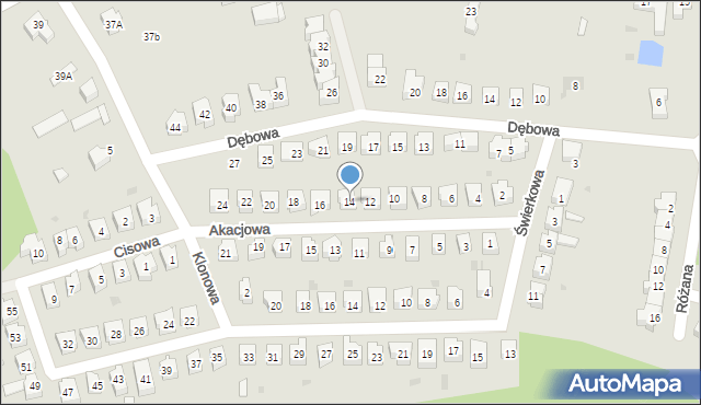 Świebodzice, Akacjowa, 14, mapa Świebodzice