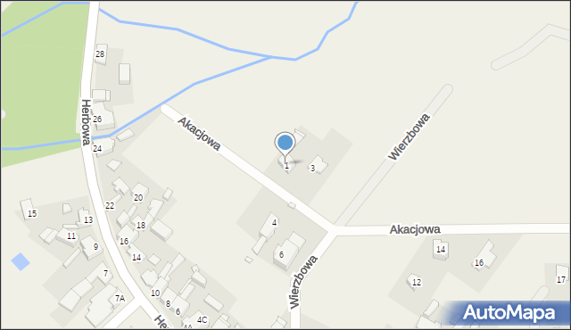 Szczaniec, Akacjowa, 1, mapa Szczaniec