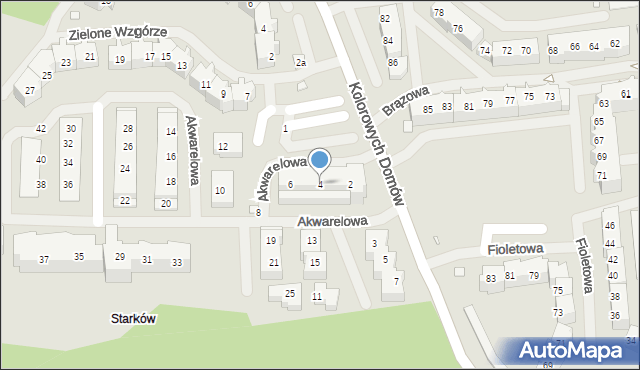 Szczecin, Akwarelowa, 4, mapa Szczecina