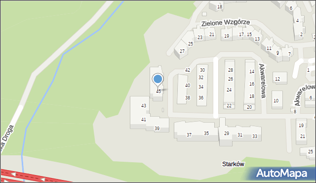 Szczecin, Akwarelowa, 45, mapa Szczecina