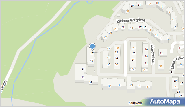 Szczecin, Akwarelowa, 47, mapa Szczecina