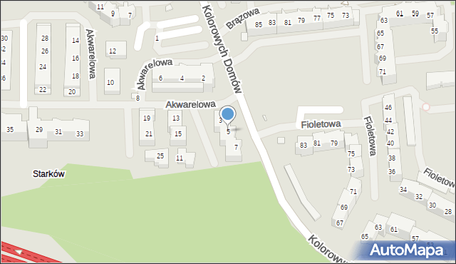 Szczecin, Akwarelowa, 5, mapa Szczecina