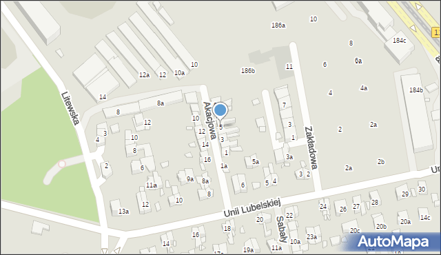 Szczecin, Akacjowa, 5, mapa Szczecina