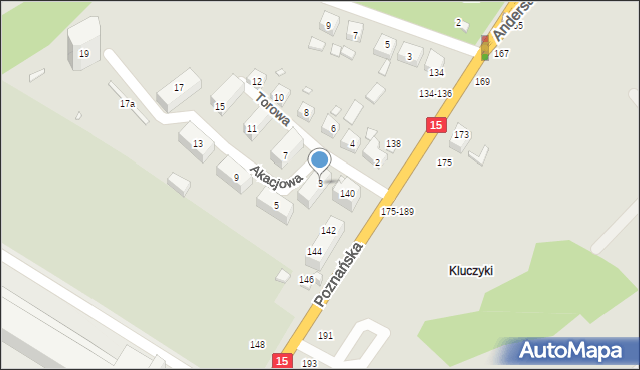 Toruń, Akacjowa, 3, mapa Torunia