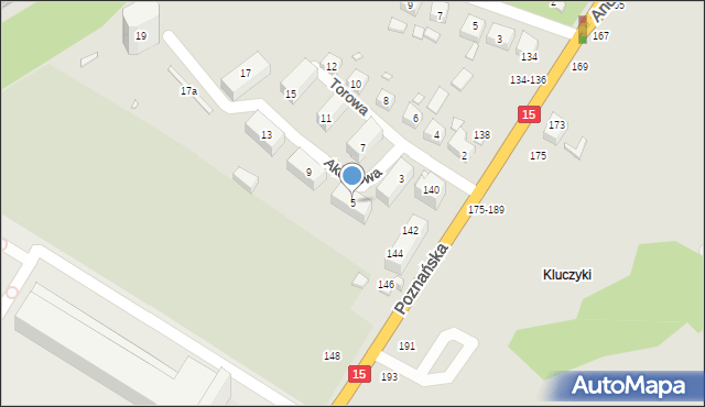 Toruń, Akacjowa, 5, mapa Torunia