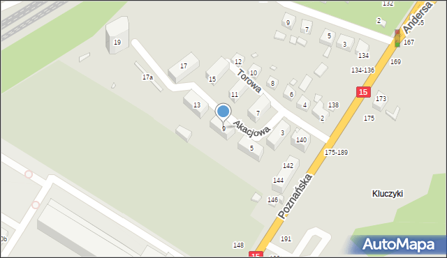 Toruń, Akacjowa, 9, mapa Torunia