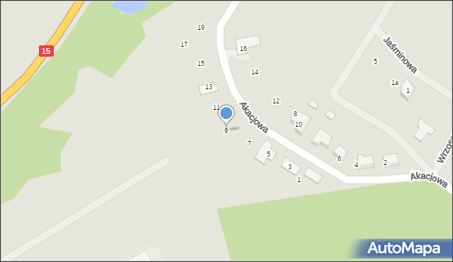 Trzebnica, Akacjowa, 9, mapa Trzebnica