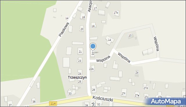 Trzeszczyn, Akacjowa, 22, mapa Trzeszczyn