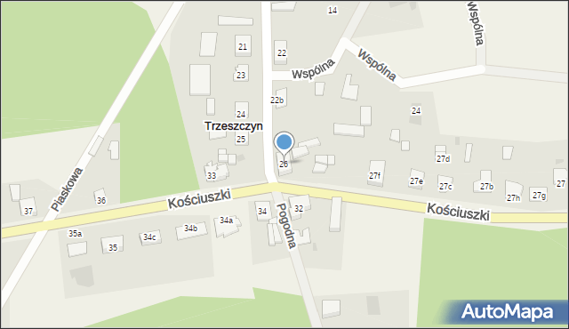 Trzeszczyn, Akacjowa, 26, mapa Trzeszczyn