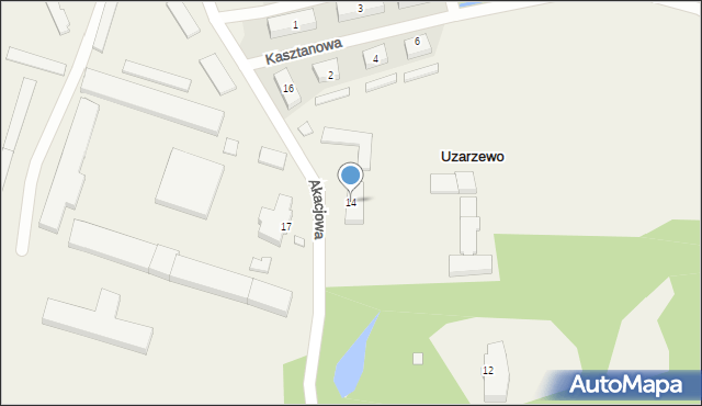 Uzarzewo, Akacjowa, 14, mapa Uzarzewo