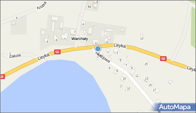 Warchały, Akacjowa, 2, mapa Warchały