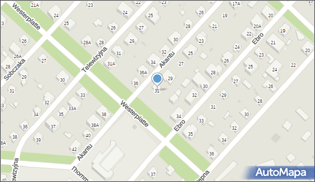 Warszawa, Akantu, 31, mapa Warszawy