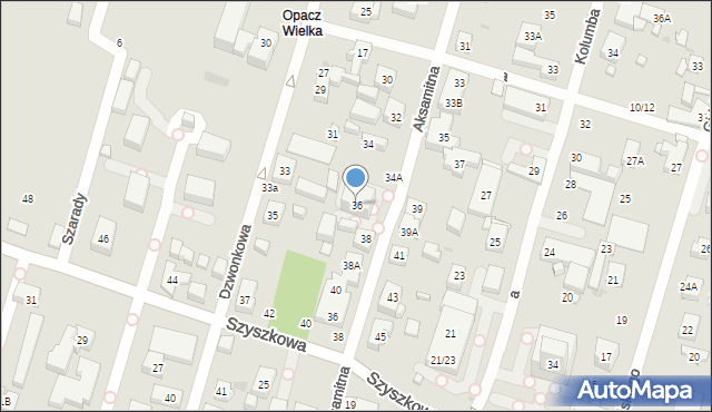 Warszawa, Aksamitna, 36, mapa Warszawy