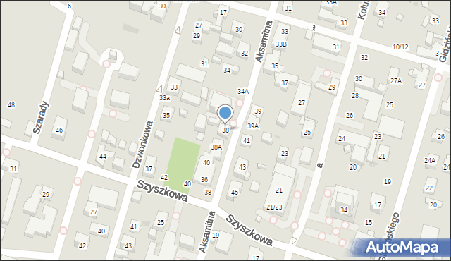 Warszawa, Aksamitna, 38, mapa Warszawy