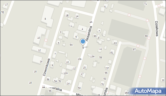 Warszawa, Aksamitna, 8, mapa Warszawy