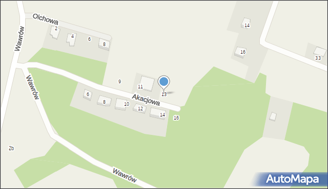 Wawrów, Akacjowa, 13, mapa Wawrów