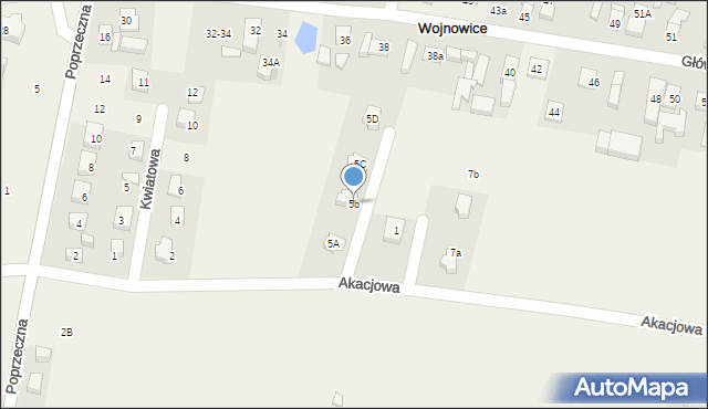 Wojnowice, Akacjowa, 5b, mapa Wojnowice