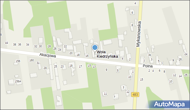 Wola Kiedrzyńska, Akacjowa, 14, mapa Wola Kiedrzyńska