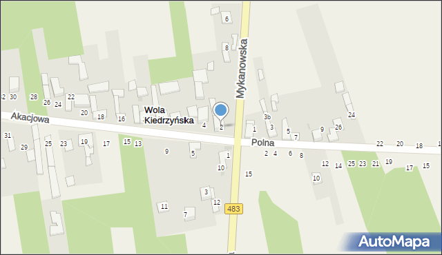 Wola Kiedrzyńska, Akacjowa, 2, mapa Wola Kiedrzyńska