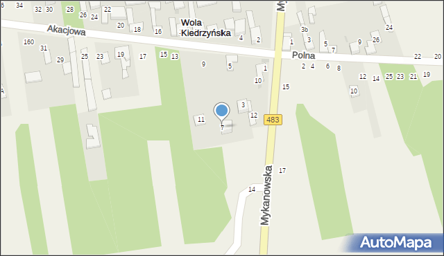 Wola Kiedrzyńska, Akacjowa, 7, mapa Wola Kiedrzyńska