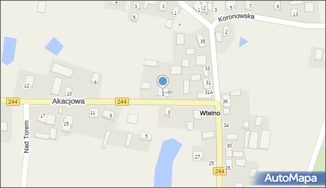 Wtelno, Akacjowa, 2, mapa Wtelno