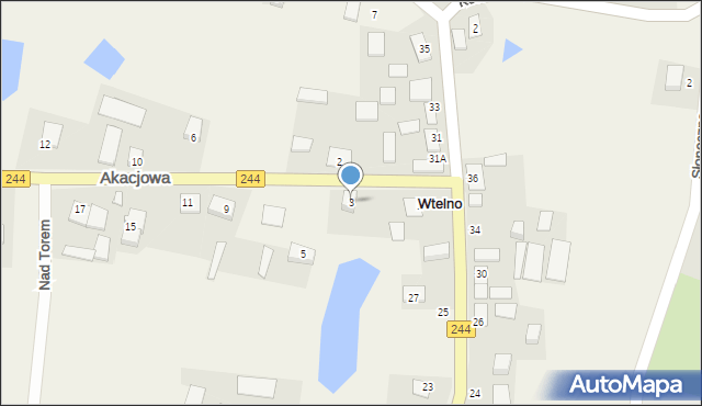 Wtelno, Akacjowa, 3, mapa Wtelno