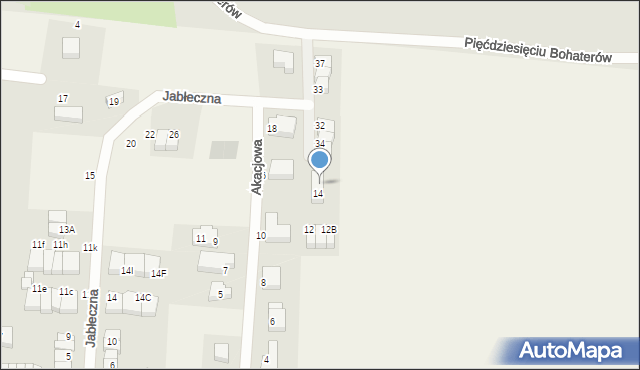 Zacharzyce, Akacjowa, 14a, mapa Zacharzyce