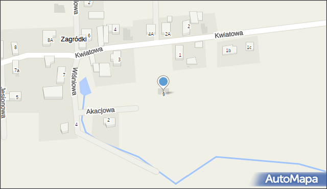 Zagródki, Akacjowa, 9, mapa Zagródki