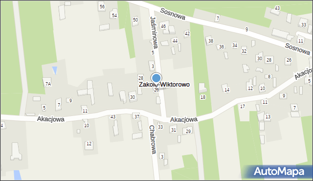 Zakole-Wiktorowo, Akacjowa, 26, mapa Zakole-Wiktorowo