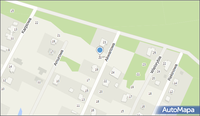 Zamość, Akwariowa, 21, mapa Zamościa