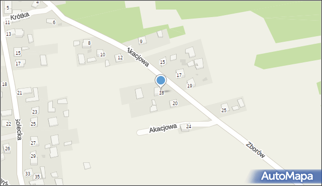 Zborów, Akacjowa, 18, mapa Zborów