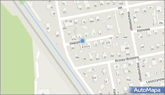 Zielonka, Akacjowa, 4, mapa Zielonka
