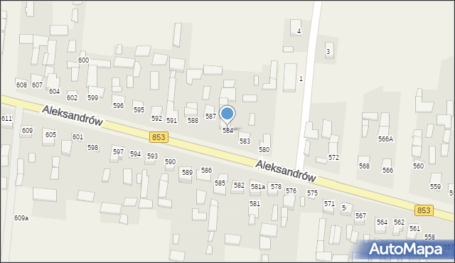 Aleksandrów, Aleksandrów Czwarty, 584, mapa Aleksandrów