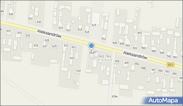 Aleksandrów, Aleksandrów Czwarty, 614, mapa Aleksandrów