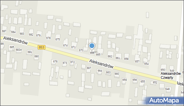 Aleksandrów, Aleksandrów Czwarty, 666, mapa Aleksandrów