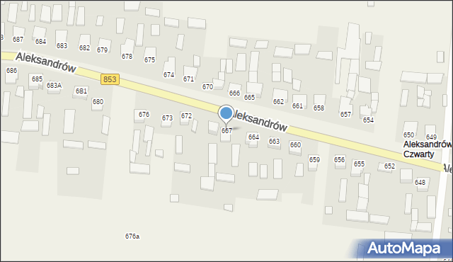 Aleksandrów, Aleksandrów Czwarty, 667, mapa Aleksandrów