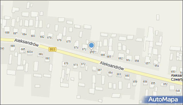 Aleksandrów, Aleksandrów Czwarty, 670, mapa Aleksandrów