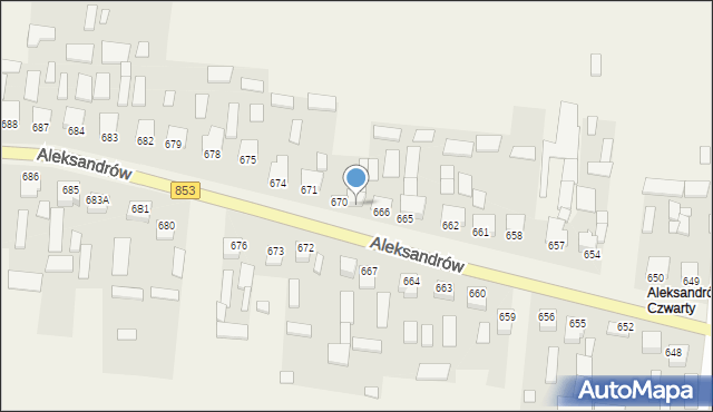 Aleksandrów, Aleksandrów Czwarty, 670A, mapa Aleksandrów